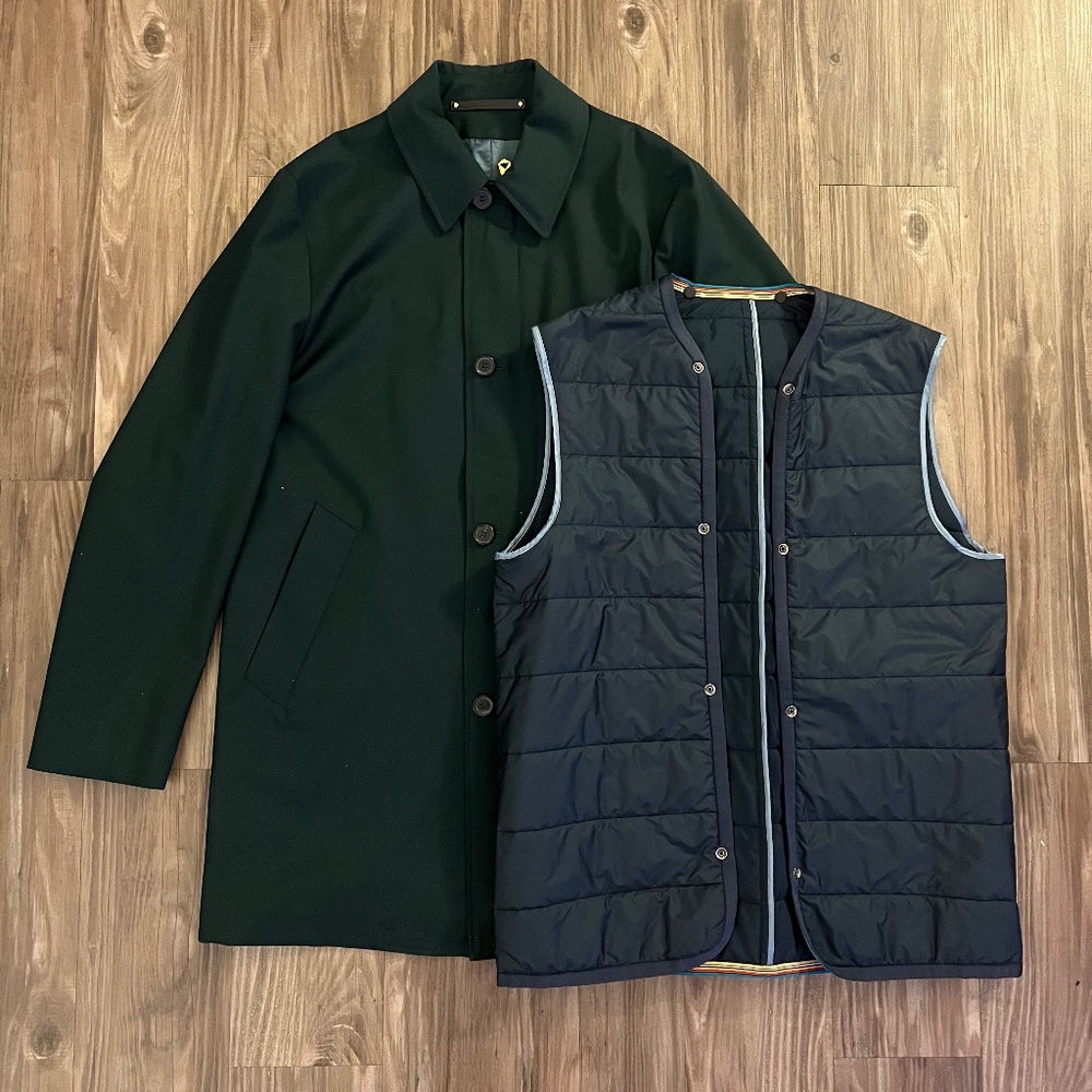 PAUL SMITH Green Raincoat with Detachable Vest